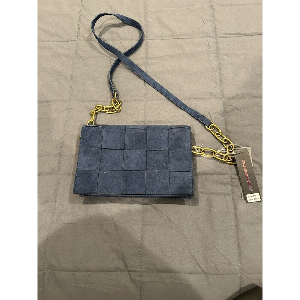 Like Dreams Crossbody Bag Navy Blue Faux Suede New With Tags
